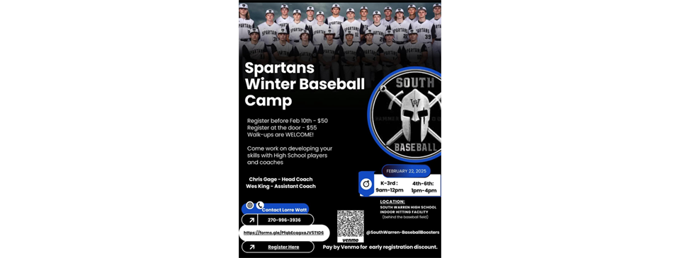 Spartan winter baseball camp